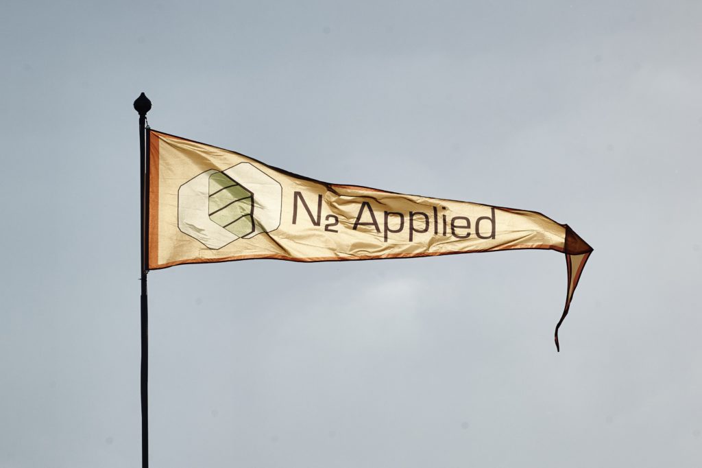The N2 Applied pennant waving for the first time. Designed by Astri Stokke.